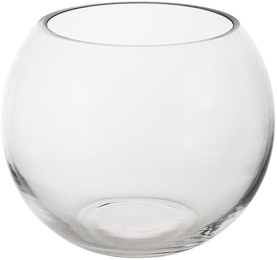 Medium Bubble Fishbowl Vase Decorative Clear Glass with Sturdy Base 8'' x 6.25