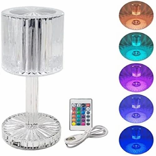 Crystal Table Lamp,RGB Changing Touch Table Lamp with Remote Control,USB Rechargeable Crystal Bedside Lamp,LED Cordless Desk Lamp for Bedroom/Living Room/Bar Dining Decor Lights