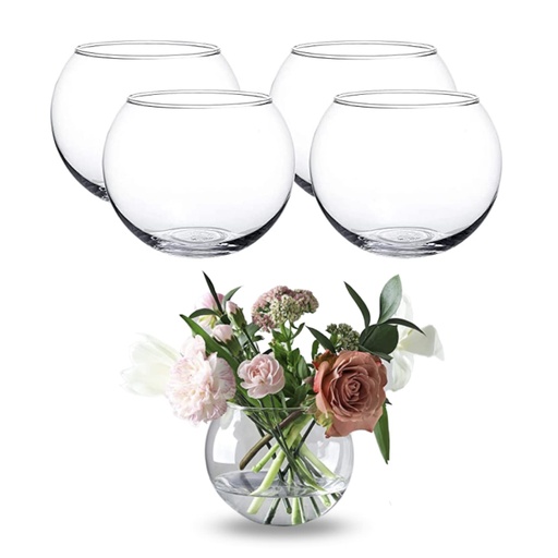 Mini Bubble Fish Bowl Vase Decorative Clear Glass with Sturdy Base