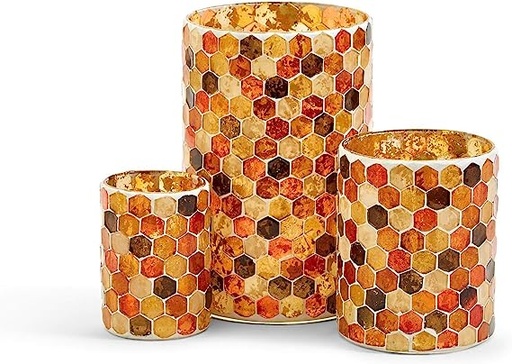 [Linen room, Glass Area Last row] Medium Honeycomb Mosaic Tealight Candleholder