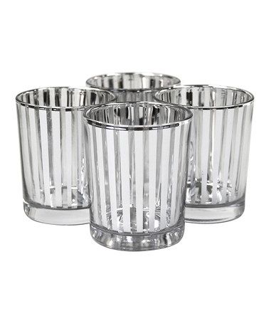 Medium Silver Stripe Votive