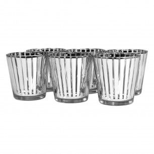 Small Wide Silver Stripe Votive
