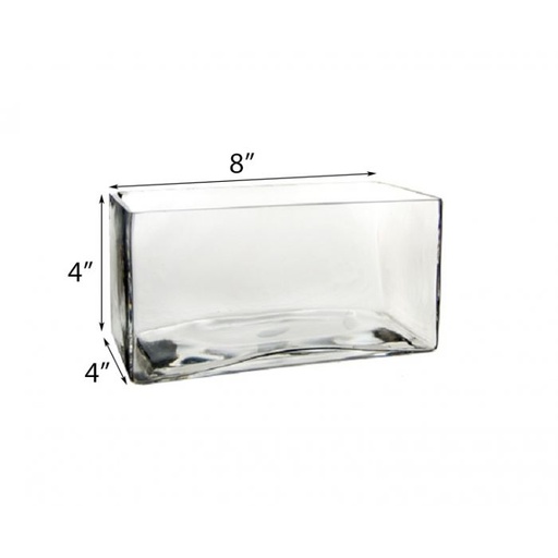 GLASS RECTANGLE VASE H-4" OPEN-8"X 4"